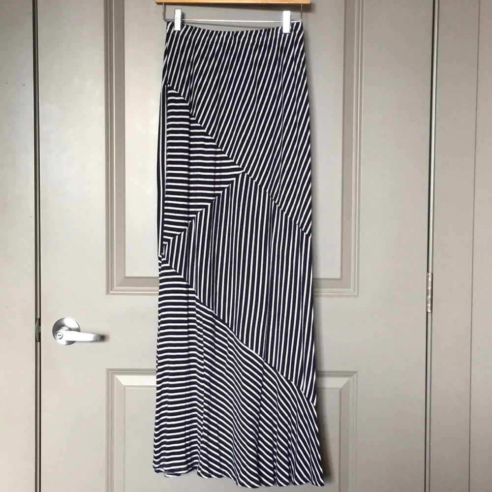Navy and White Striped Skirt